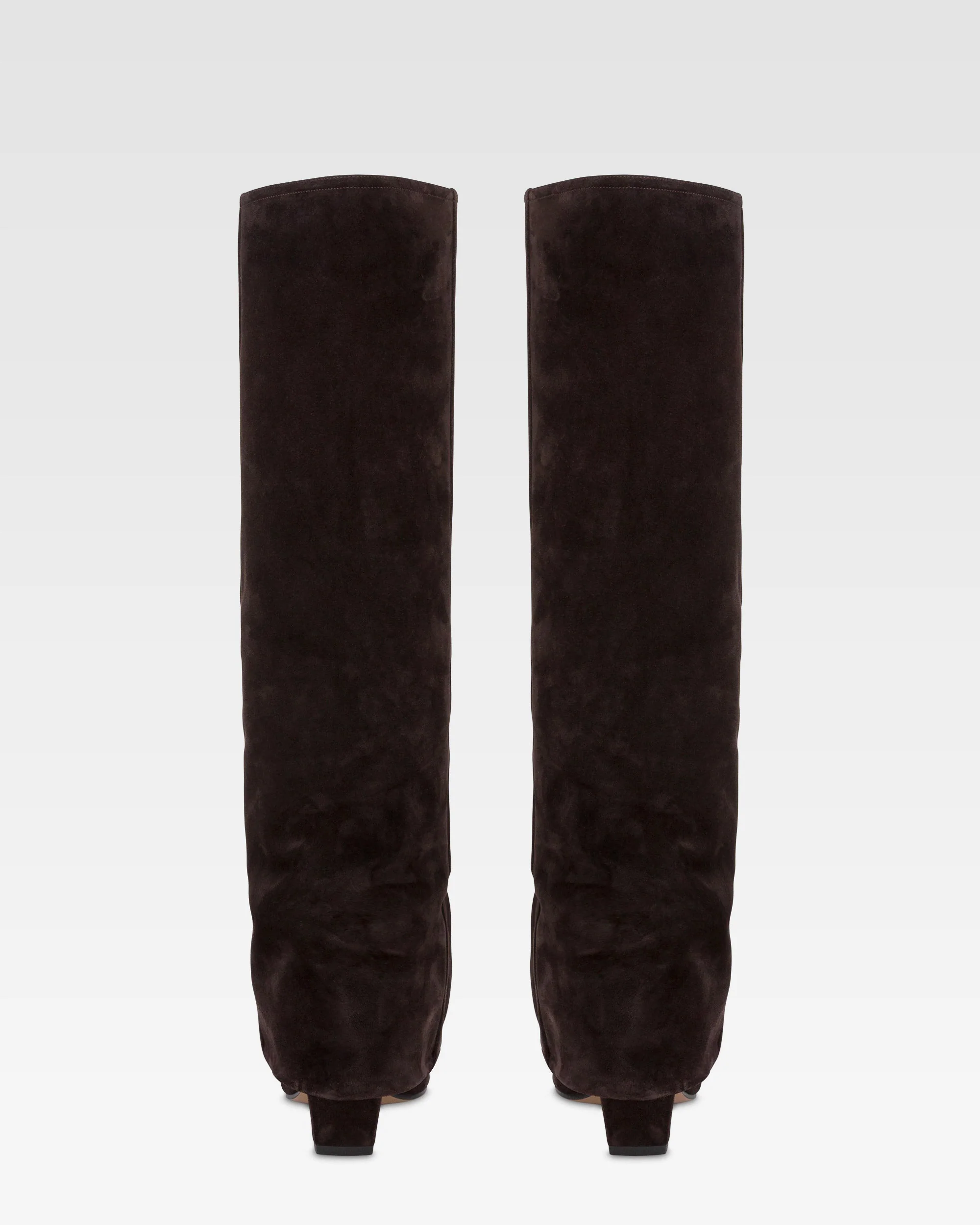Fold-over boots in ebony calf suede leather.